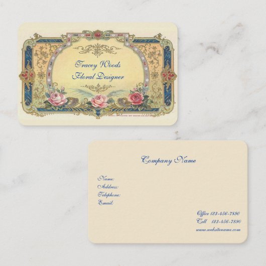 , roze rozen Frans land   Visitekaartje (Voorkant / Achterkant)