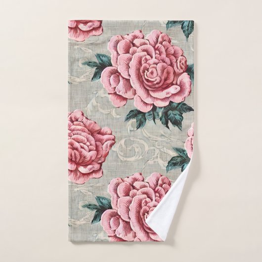  Roze Rozen - Franse landelijke inrichting Bad Handdoek (Handdoek)