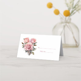 Roze Rozen Gast Tafel Nummer Plaatskaart Plaatskaartje