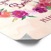 Roze Rozen Gastboek Huwelijksaffiche Print (Hoek)