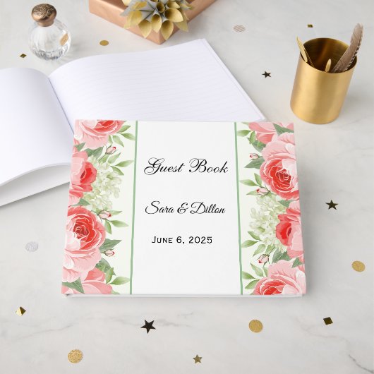 Roze rozen gastenboek (Voorkant open)