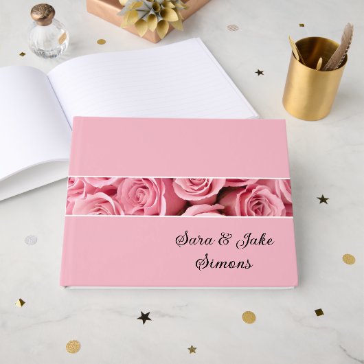 Roze rozen gastenboek (Voorkant open)