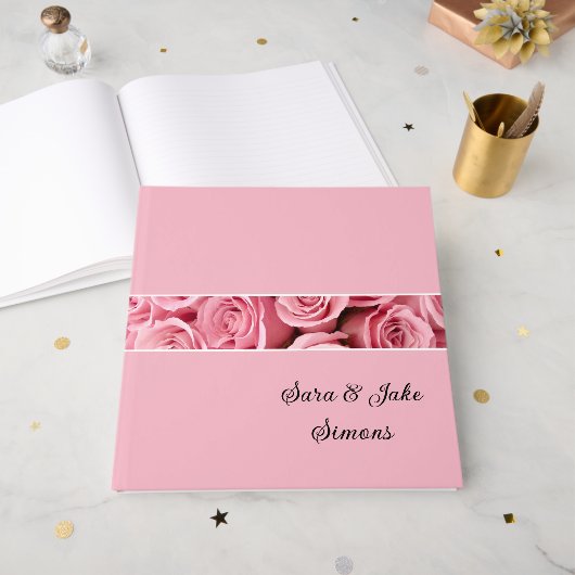 Roze rozen gastenboek (Voorkant open)