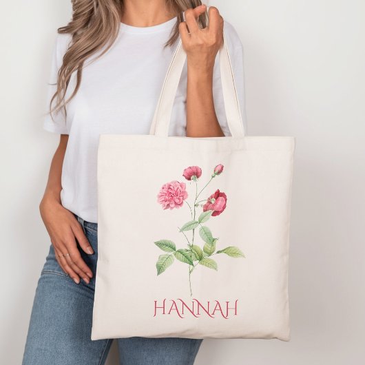 Roze rozen geboortemaand juni tote bag