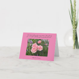 Roze rozen gedachten aan jou blanco wenskaart kaart
