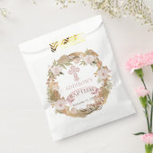 Roze rozen | Gedroogde grassen Flora Girl Baptisme Bedankzakje (Gezegeld)