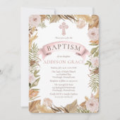 Roze rozen | Gedroogde grassen Flora Girl Baptisme Kaart (Voorkant)