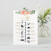 Roze Rozen Geïllustreerde Bruiloft Gast Welkom Advieskaart (Staand voorkant)