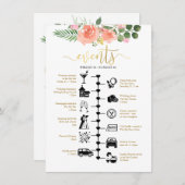 Roze Rozen Geïllustreerde Bruiloft Gast Welkom Advieskaart (Voorkant / Achterkant)