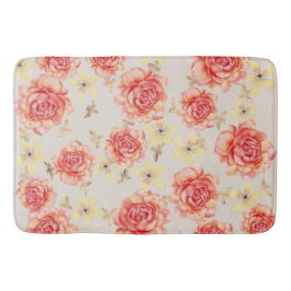 Roze rozen & gele bloemen met gouden bijen badmat