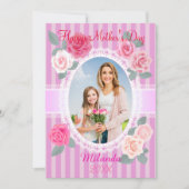 Roze Rozen Gelukkig Moederdag Kaart (Voorkant)