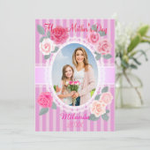Roze Rozen Gelukkig Moederdag Kaart (Staand voorkant)