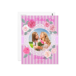 Roze Rozen Gelukkige Moederdag Briefkaart