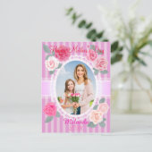 Roze Rozen Gelukkige Moederdag Briefkaart (Staand voorkant)