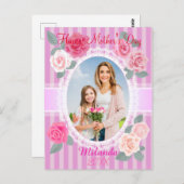 Roze Rozen Gelukkige Moederdag Briefkaart (Voorkant / Achterkant)