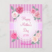 Roze rozen Gelukkige Moederdag Briefkaart (Voorkant)