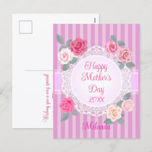 Roze Rozen Gelukkige Moederdag Feestdagenkaart