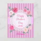 Roze Rozen Gelukkige Moederdag Feestdagenkaart (Voorkant)