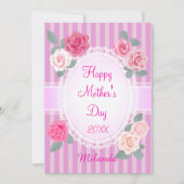 Roze rozen Gelukkige Moederdag Kaart (Voorkant)