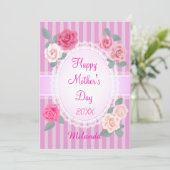 Roze rozen Gelukkige Moederdag Kaart (Staand voorkant)