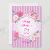 Roze rozen Gelukkige Moederdag Kaart (Voorkant)