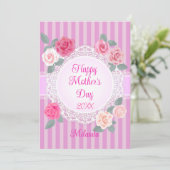 Roze rozen Gelukkige Moederdag Kaart (Staand voorkant)
