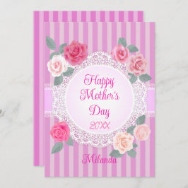 Roze rozen Gelukkige Moederdag Kaart