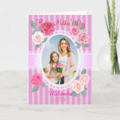 Roze rozen Gelukkige Moederdag Kaart (Voorkant)