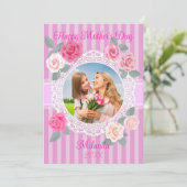 Roze Rozen Gelukkige Moederdag Kaart (Staand voorkant)