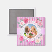 Roze Rozen Gelukkige Moederdag Magneet (Voorkant / Achterkant)