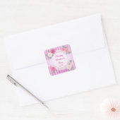 Roze Rozen Gelukkige Moederdag Vierkante Sticker (Envelop)