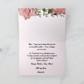 Roze Rozen Gelukkige Moeders Dag Mam Kaart (Binnen)