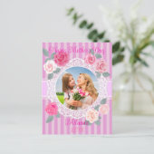 Roze Rozen Gelukkige Moedersdag Briefkaart (Staand voorkant)