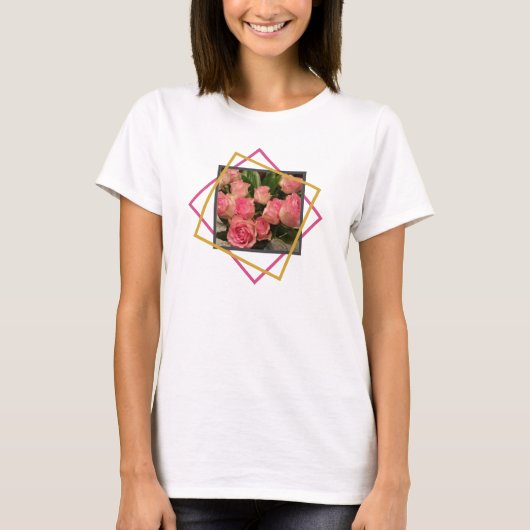 Roze rozen Geometric T-shirt (Voorkant)