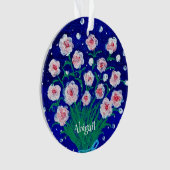 Roze rozen gepersonaliseerd acrylaat ornament (voorkant)