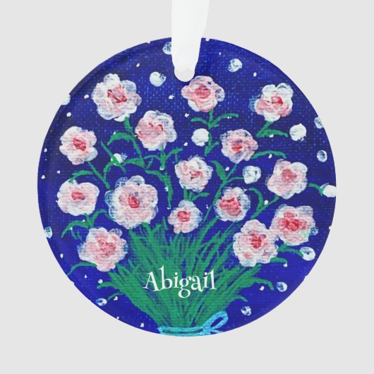 Roze rozen gepersonaliseerd acrylaat ornament (voorkant)