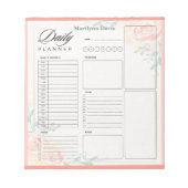 Roze rozen, gepersonaliseerd dagplan notitieblok (Voorkant)