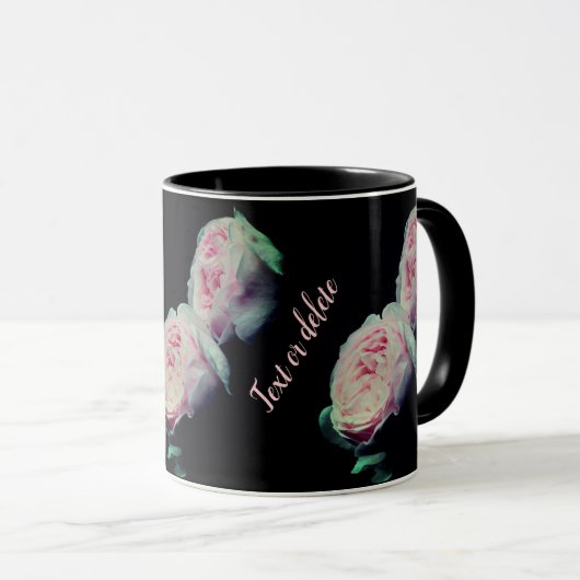 Roze rozen, gepersonaliseerd mok (Voorkant rechts)