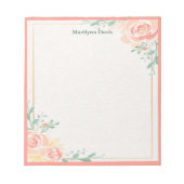 Roze rozen gepersonaliseerd notitieblok (Voorkant)