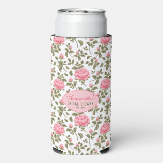 Roze Rozen Gepersonaliseerd Vrijgezellenfeest Seltzer Blikjeskoeler (Seltzer Achterkant)