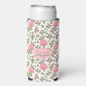 Roze Rozen Gepersonaliseerd Vrijgezellenfeest Seltzer Blikjeskoeler (Seltzer Voorkant)