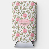Roze Rozen Gepersonaliseerd Vrijgezellenfeest Seltzer Blikjeskoeler (Voorkant)