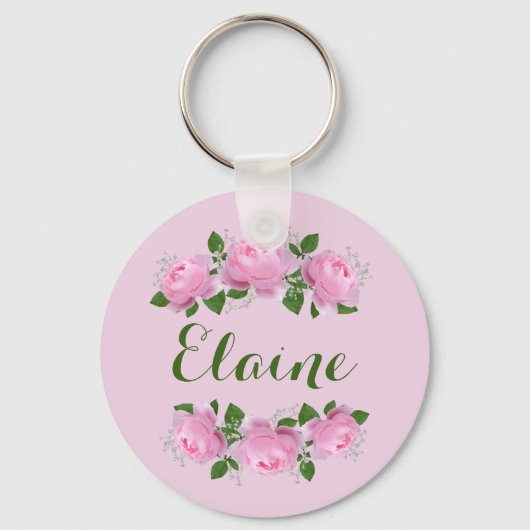 Roze rozen gepersonaliseerde sleutelhanger (Voorkant)