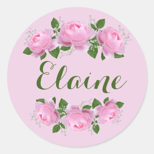 Roze rozen gepersonaliseerde sticker   (Voorkant)