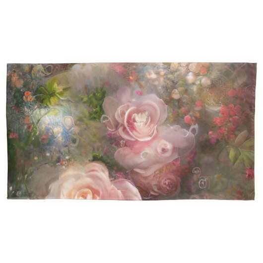 Roze  Rozen geschilderd in oude Nederlandse stijl Kussensloop (Voorkant-Links)