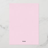 Roze rozen gestreepte afstudeerbrunch folie uitnodiging (Achterkant)