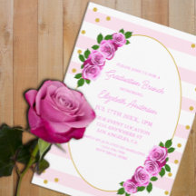 Roze rozen gestreepte afstudeerbrunch