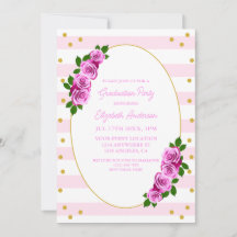 Roze rozen gestreepte afstudeerbrunch