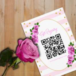 Roze rozen gestreepte afstudeerbrunch registratie informatiekaartje