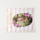 Roze rozen gestreepte afstudeerbrunch wandkleed (Voorkant (horizontaal))